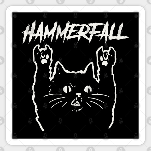 hammerfall and the cat Sticker by bubur ayam